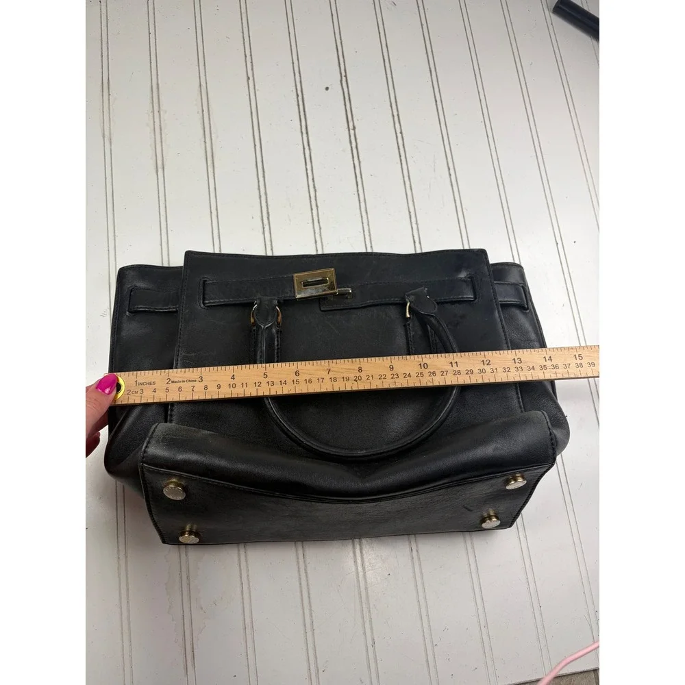 Michael Kors Black Vintage Hamilton Moderne Small Leather Satchel Purse $280